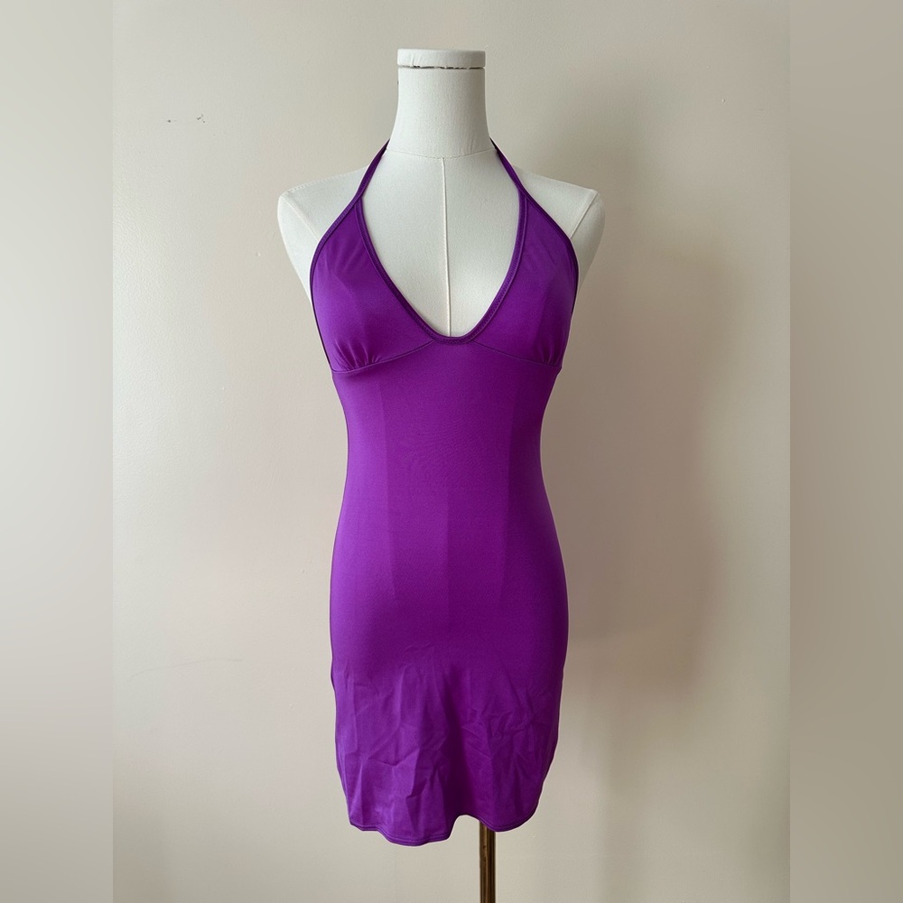 Purple Halter Neck Dress